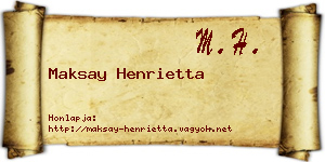 Maksay Henrietta névjegykártya